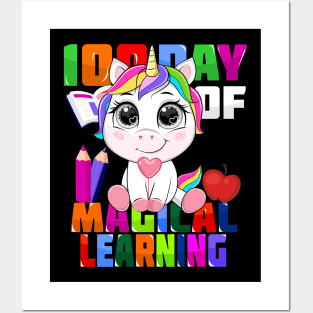 100 day of school magical learning unicorn tee Posters and Art